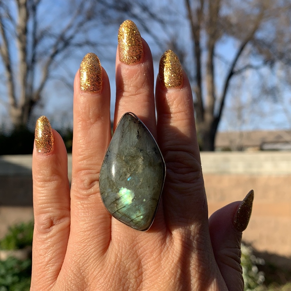 Adjustable Labradorite Statement Rings!! Super Cu… - image 3